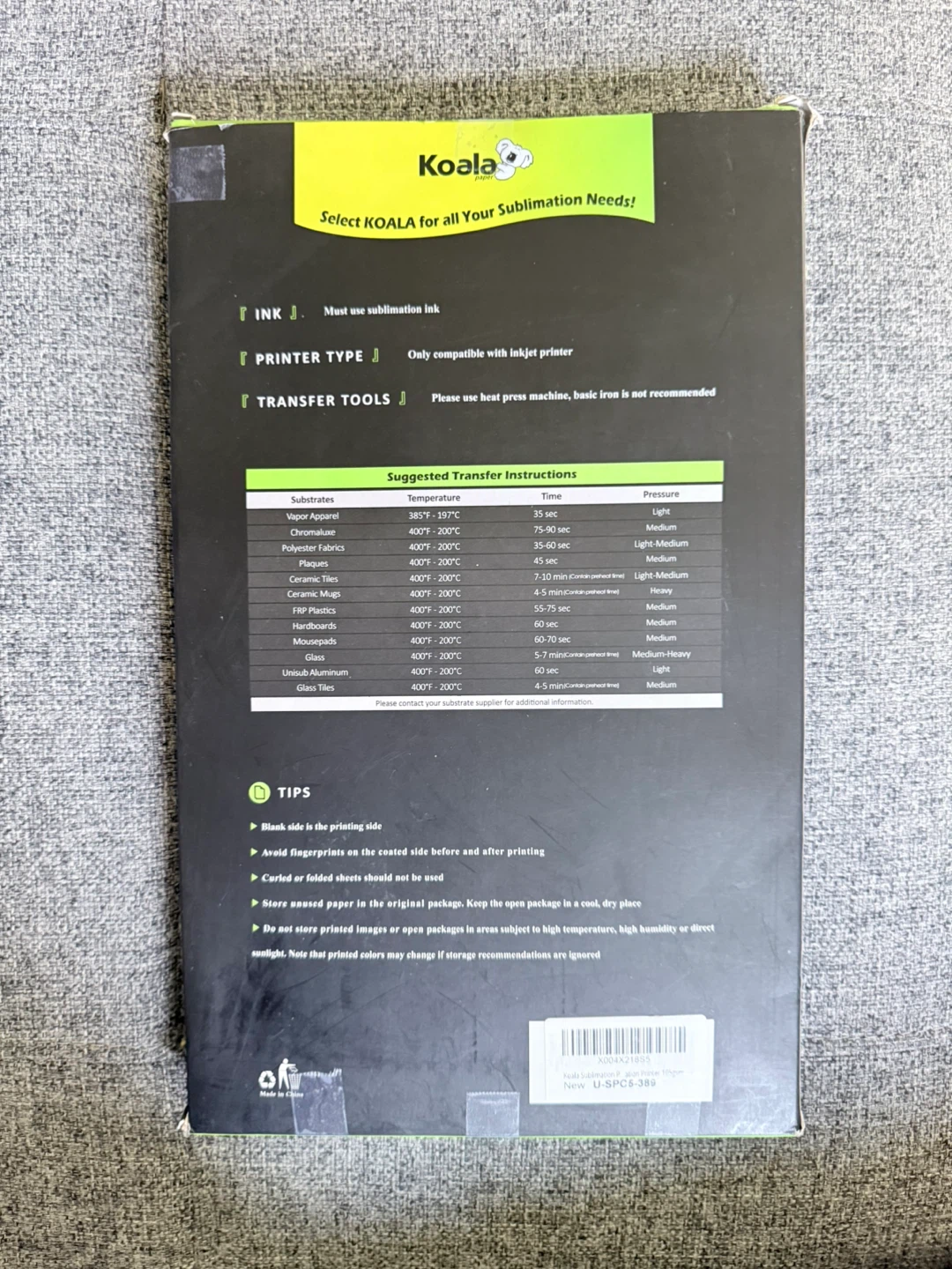 Koala Sublimation Paper 8.5" x 14" - 150 Sheets - photo 2