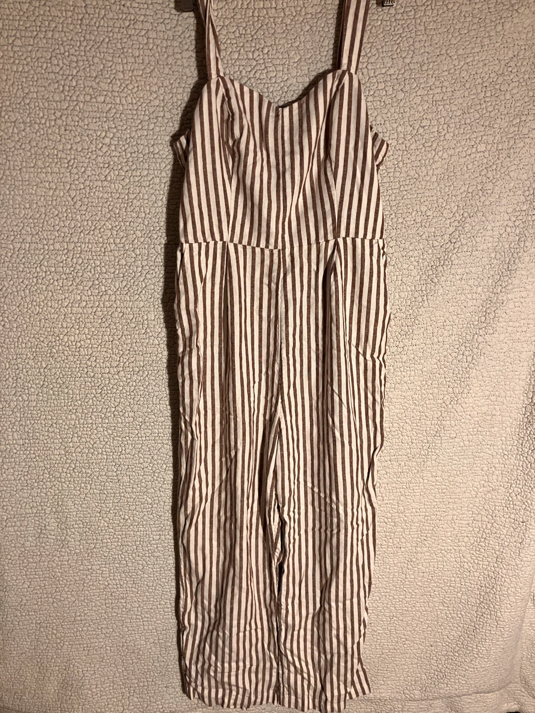 Brown and White Striped Jumpsuit