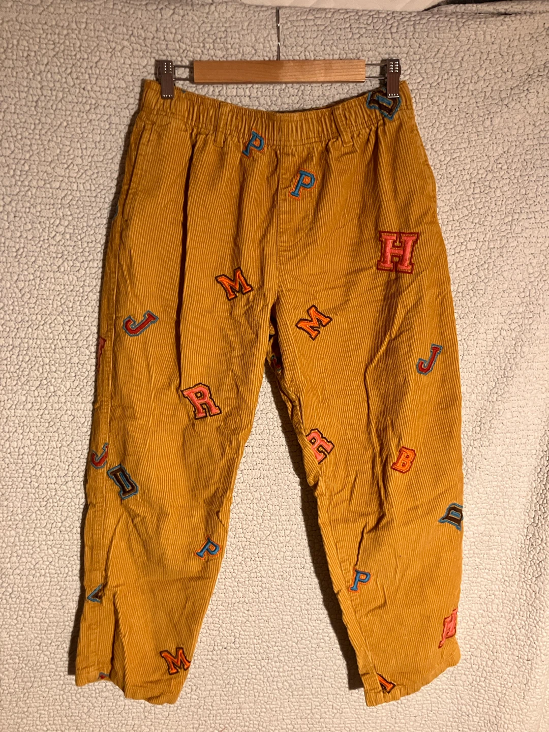 Corduroy Pants with Letter Patches