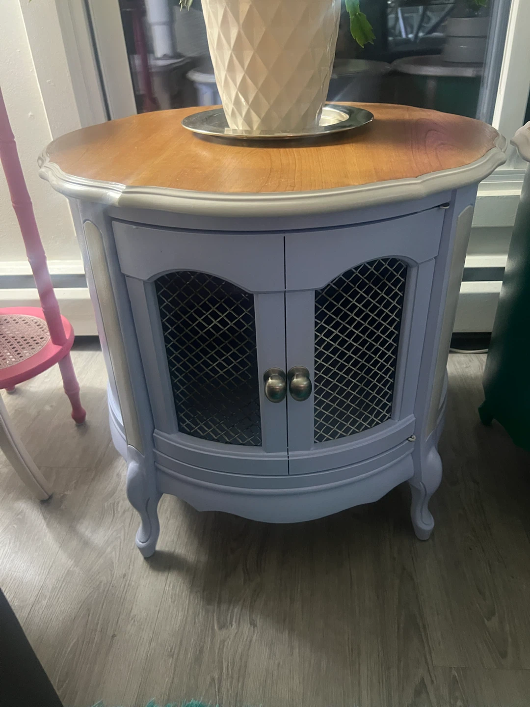 French Provincial Round Drum Side Table