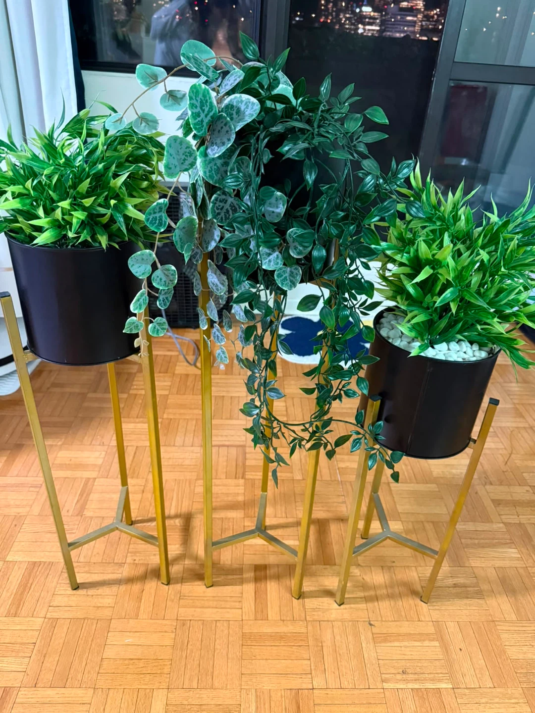 Set of 3 Artificial Plants with Gold Stands - photo 2