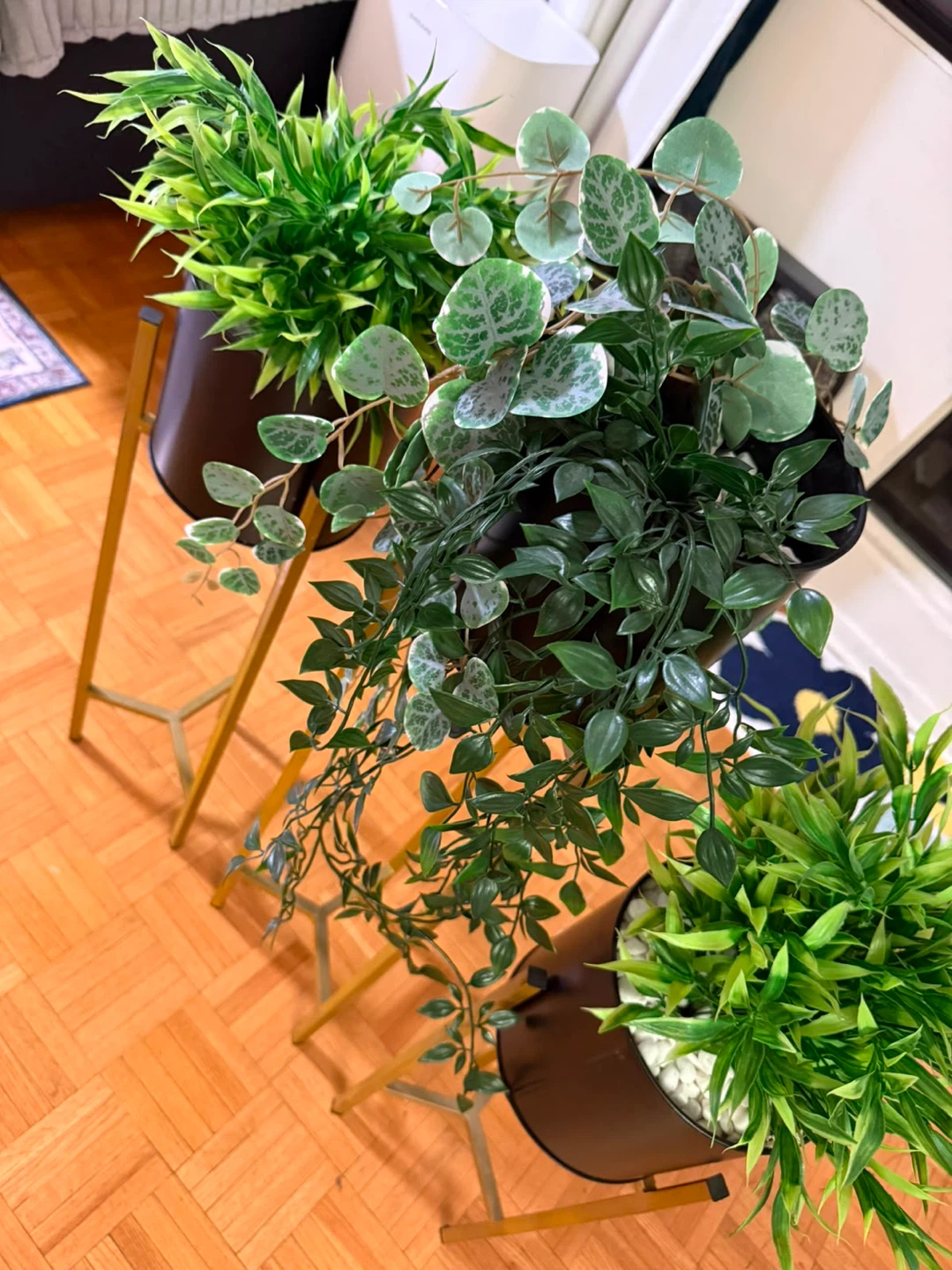 Set of 3 Artificial Plants with Gold Stands - photo 3
