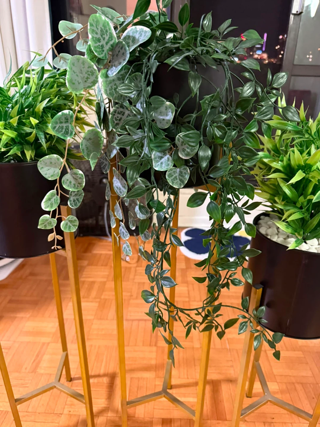 Set of 3 Artificial Plants with Gold Stands - photo 5