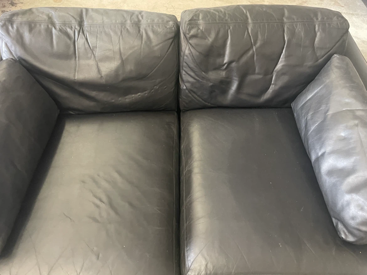 REAL Black Leather Loveseat Sofa - photo 3