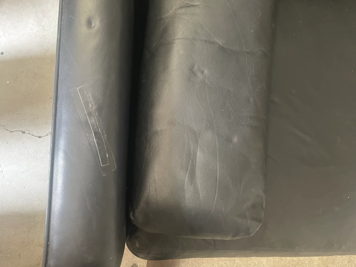 REAL Black Leather Loveseat Sofa - photo 4