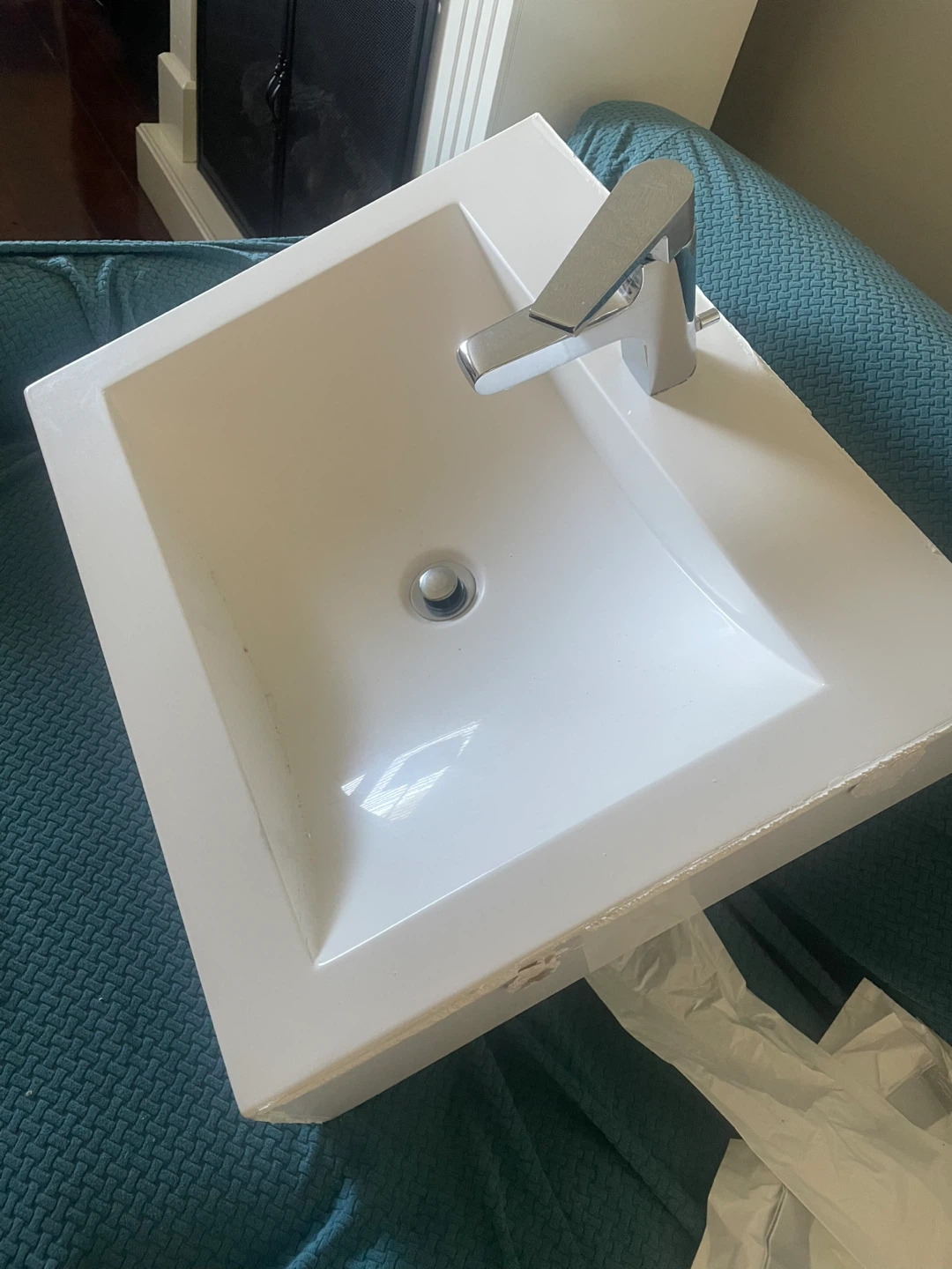 White Vanity Sink with Faucet