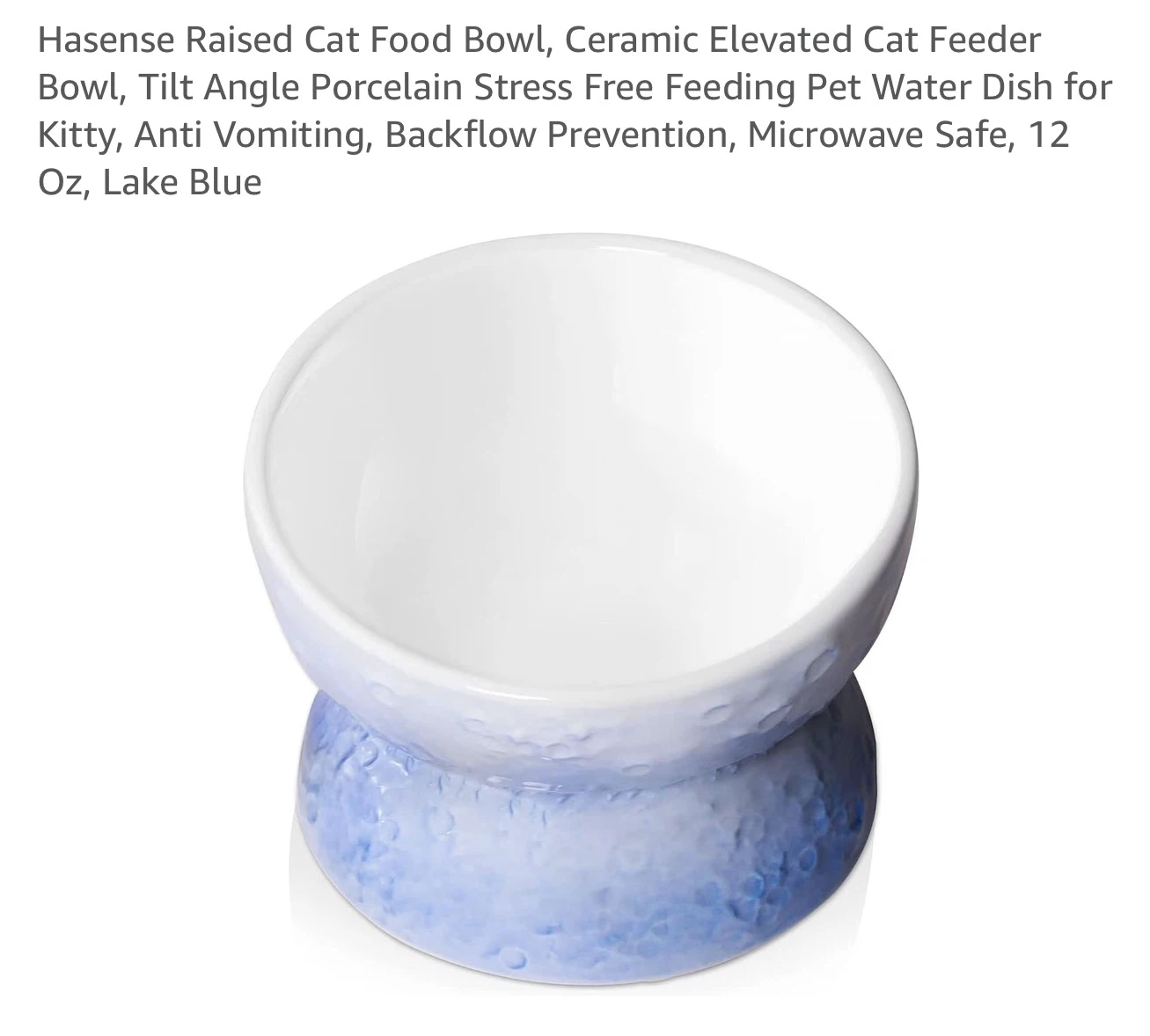 Hasense Raised Ceramic Cat Food Bowl 12 oz