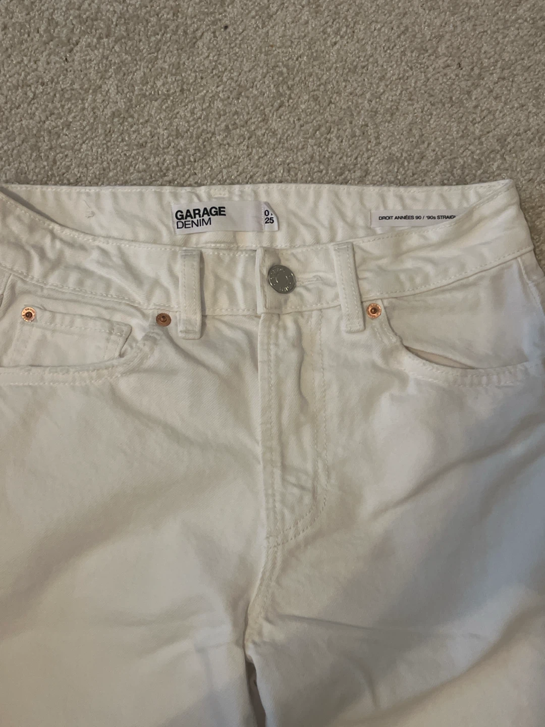 Garage White High-Waisted Straight Leg Jeans - photo 3