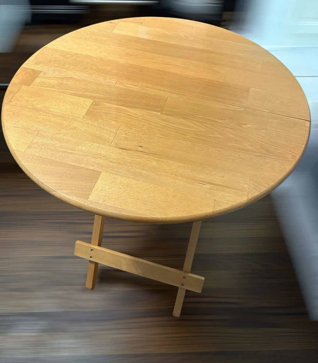 Round Wooden Folding Table 2ft x 2ft guc - photo 2