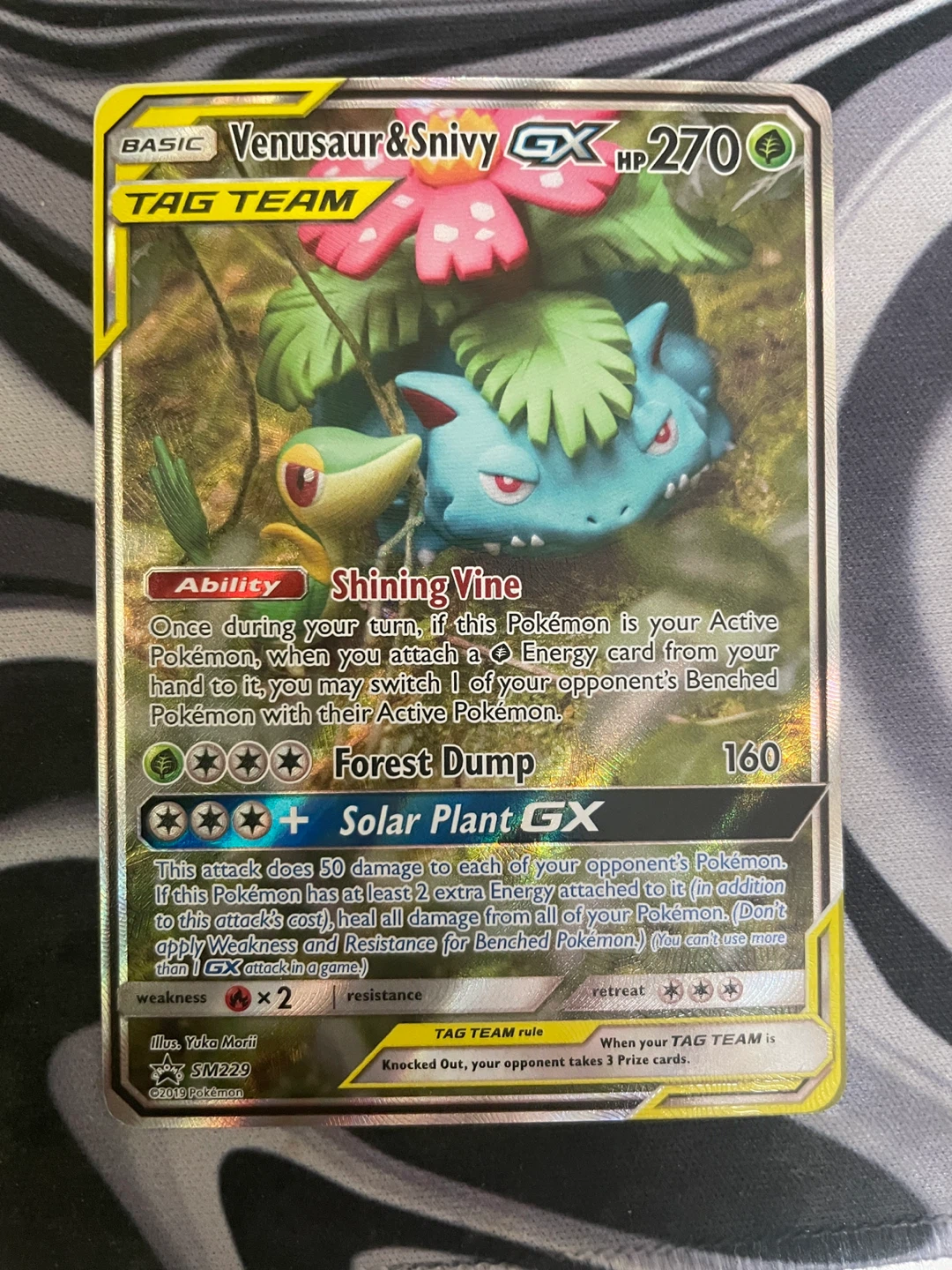 Venusaur & Snivy GX TAG TEAM Pokémon Card SM229