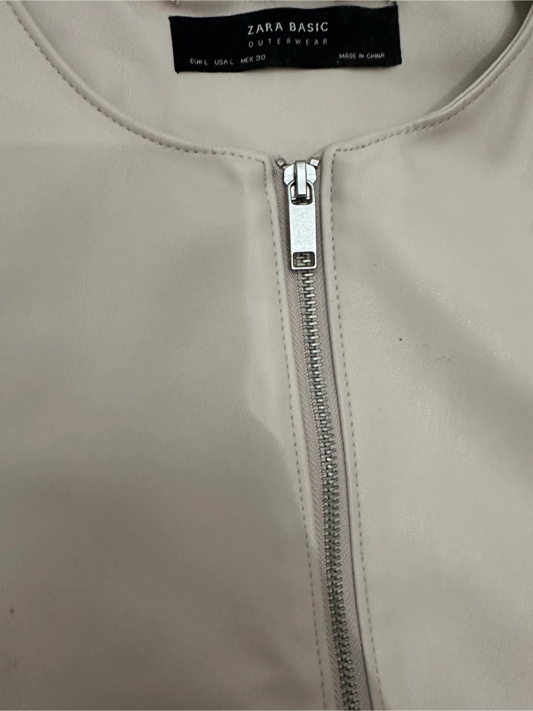 Zara Basic Faux Leather Jacket with Ruffle Detail - photo 3