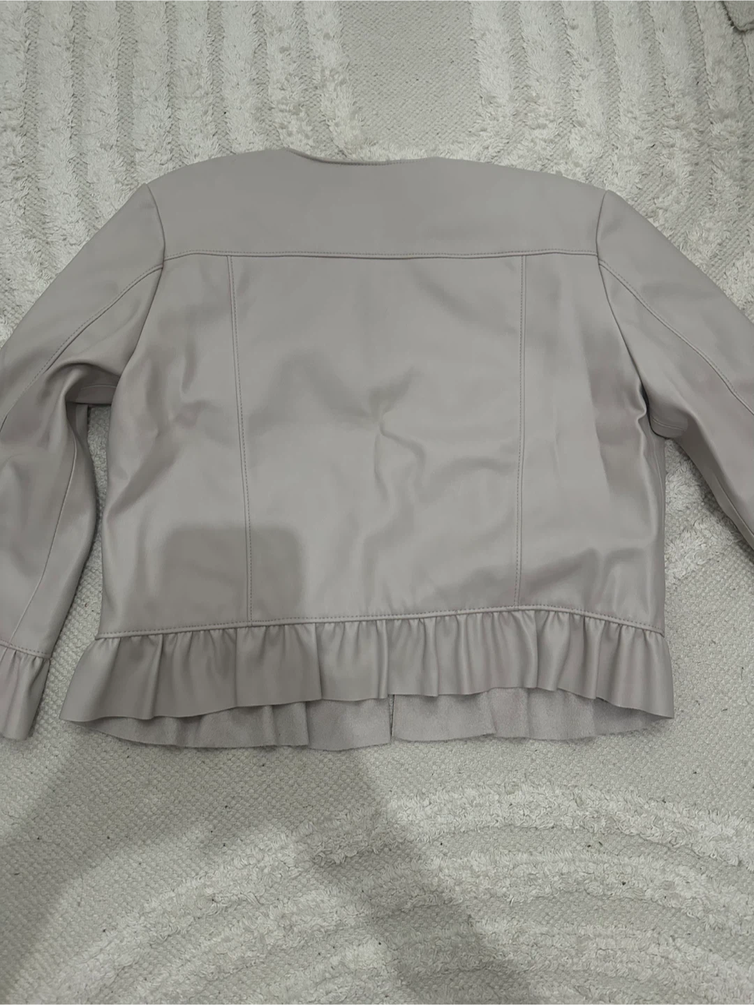 Zara Basic Faux Leather Jacket with Ruffle Detail - photo 4