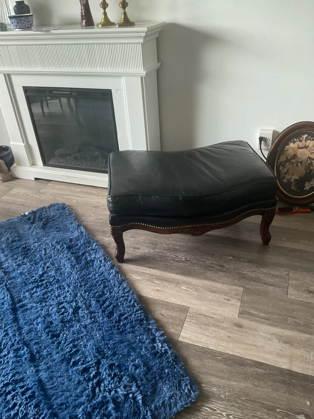 Black Leather Tufted Ottoman