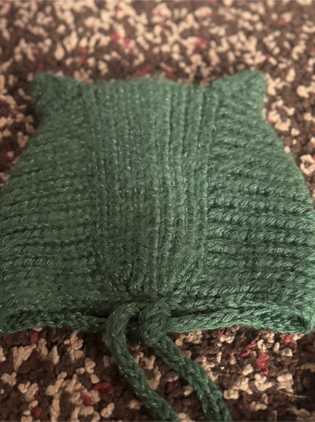 Handmade Green Crochet Cat Ear Bonnet - photo 3