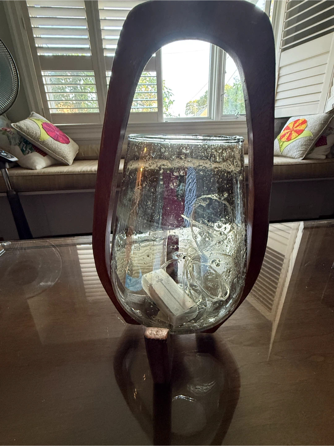 Wooden Candle Holder with Glass Vase - photo 3