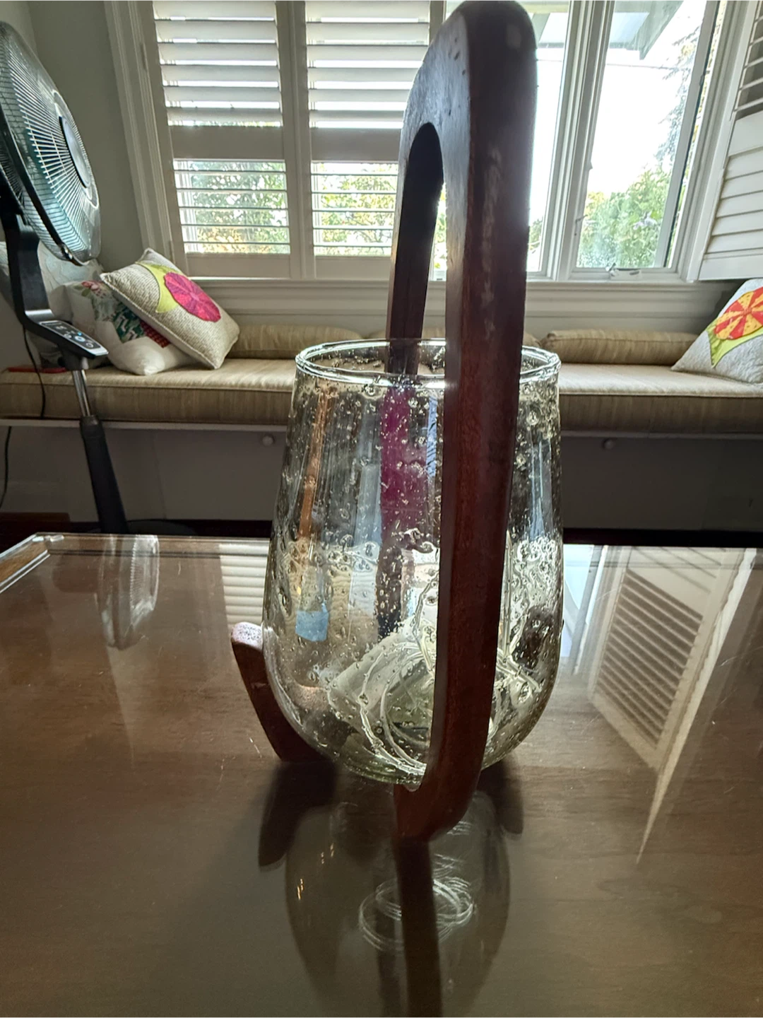 Wooden Candle Holder with Glass Vase - photo 4