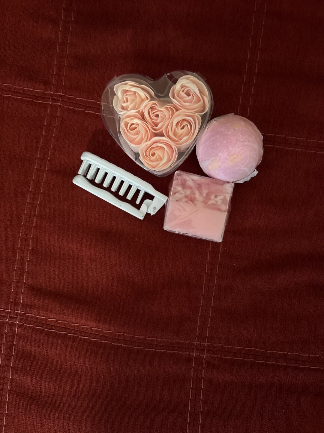 Bath Bomb, Soap, and Hair Clip Set