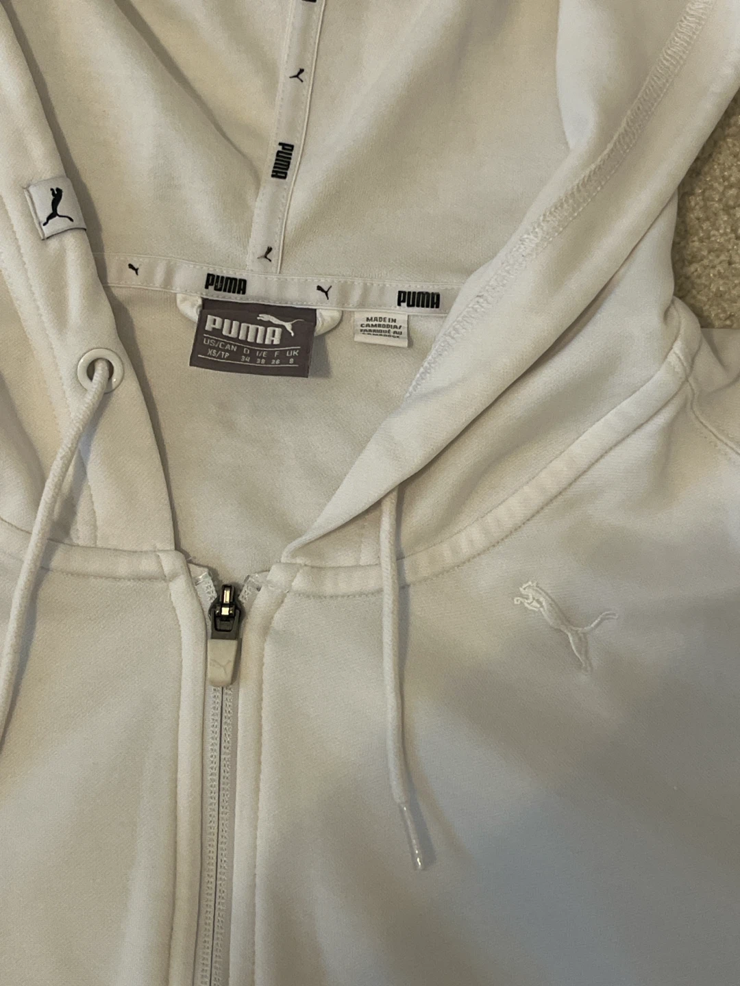 Puma White Cropped Zip-Up Hoodie XS - photo 3