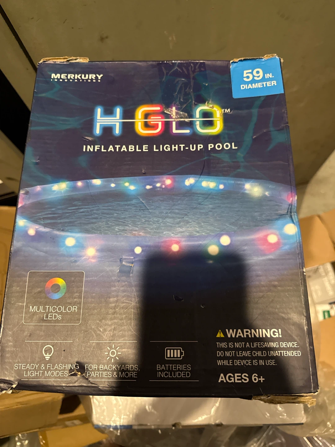 Merkury HGLO Inflatable Light-Up Pool - 59 Inch Diameter
