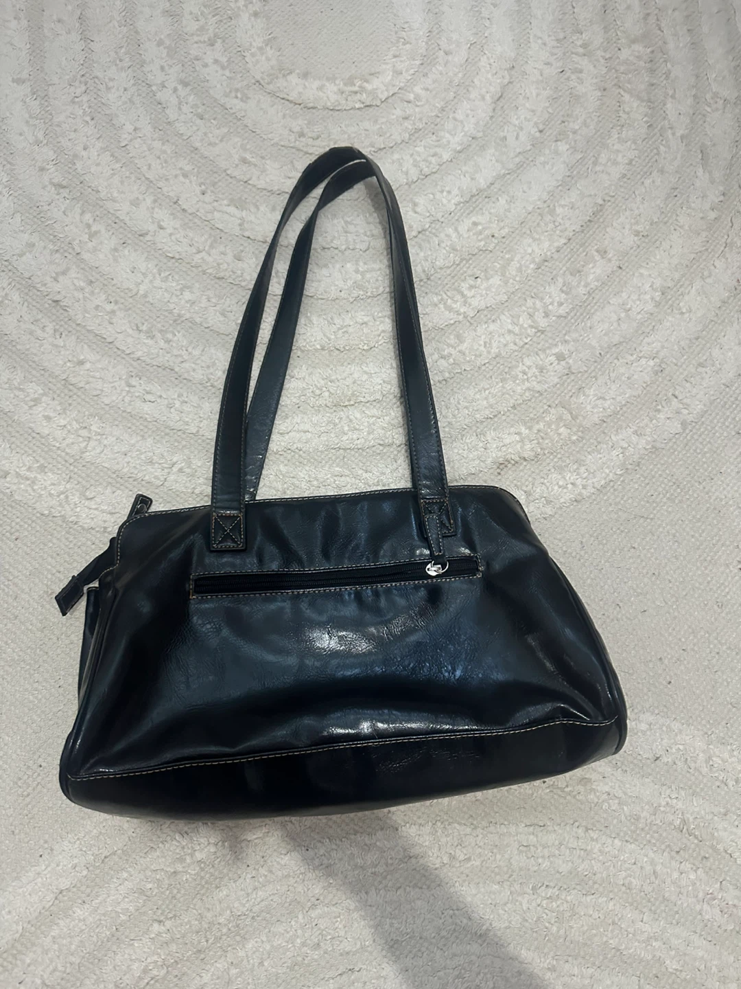 Black Faux Leather Shoulder Bag - photo 2