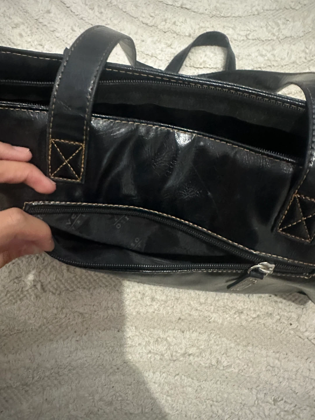 Black Faux Leather Shoulder Bag - photo 5