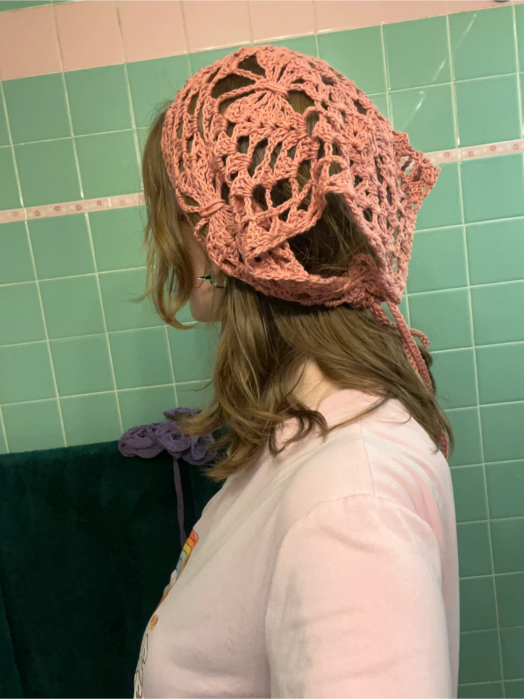 Pink Crochet Bandana - photo 3