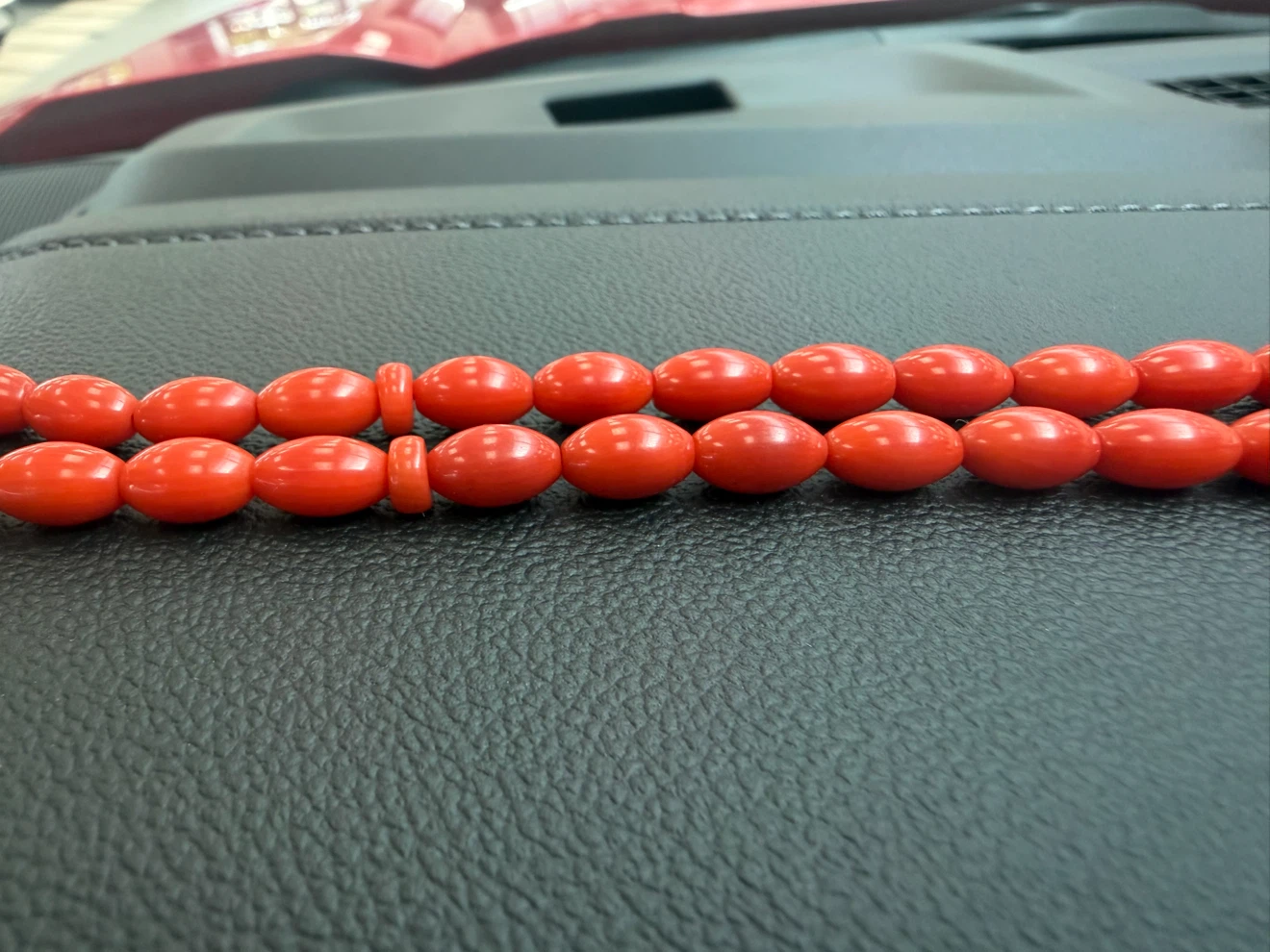 Red Prayer Beads with Silver Tassel - photo 2