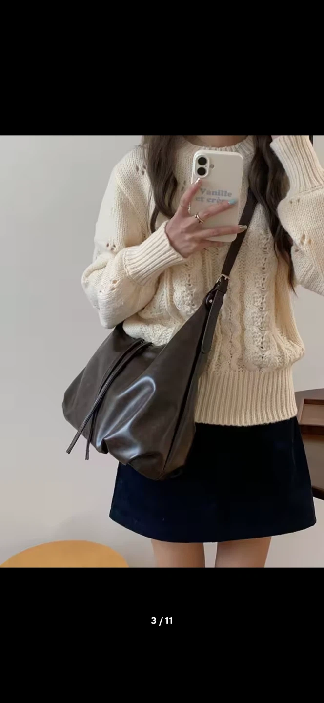 Brown Faux Leather Hobo Bag - photo 2