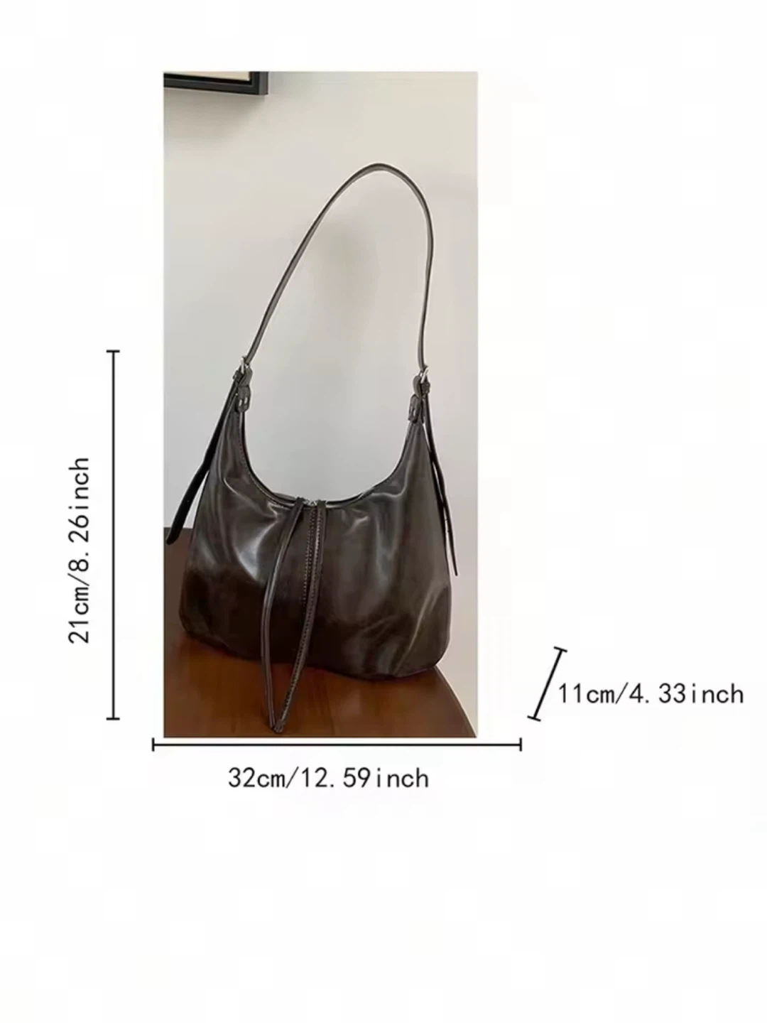 Brown Faux Leather Hobo Bag - photo 3