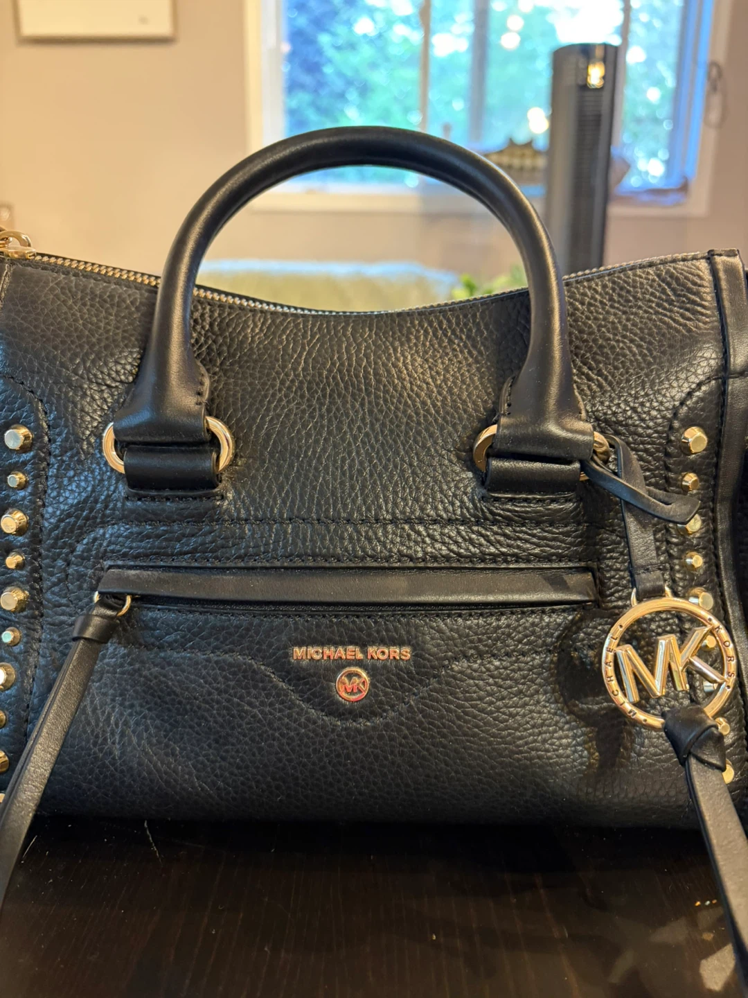 Michael Kors Carine Satchel Black Leather