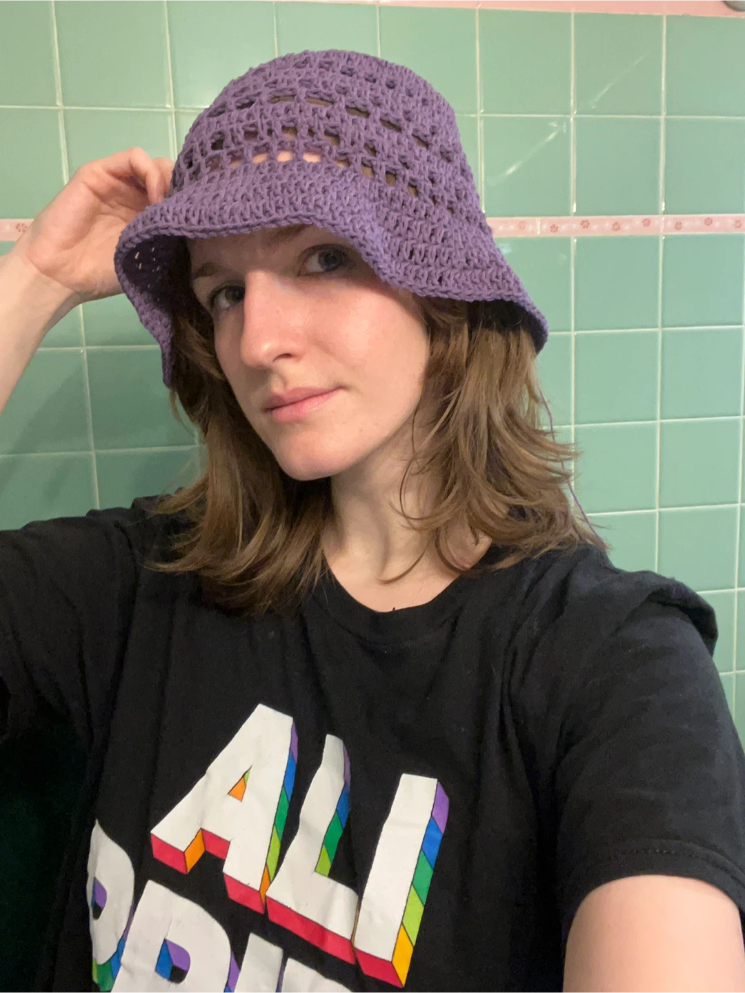 Crocheted Bucket Hat - Purple - photo 2