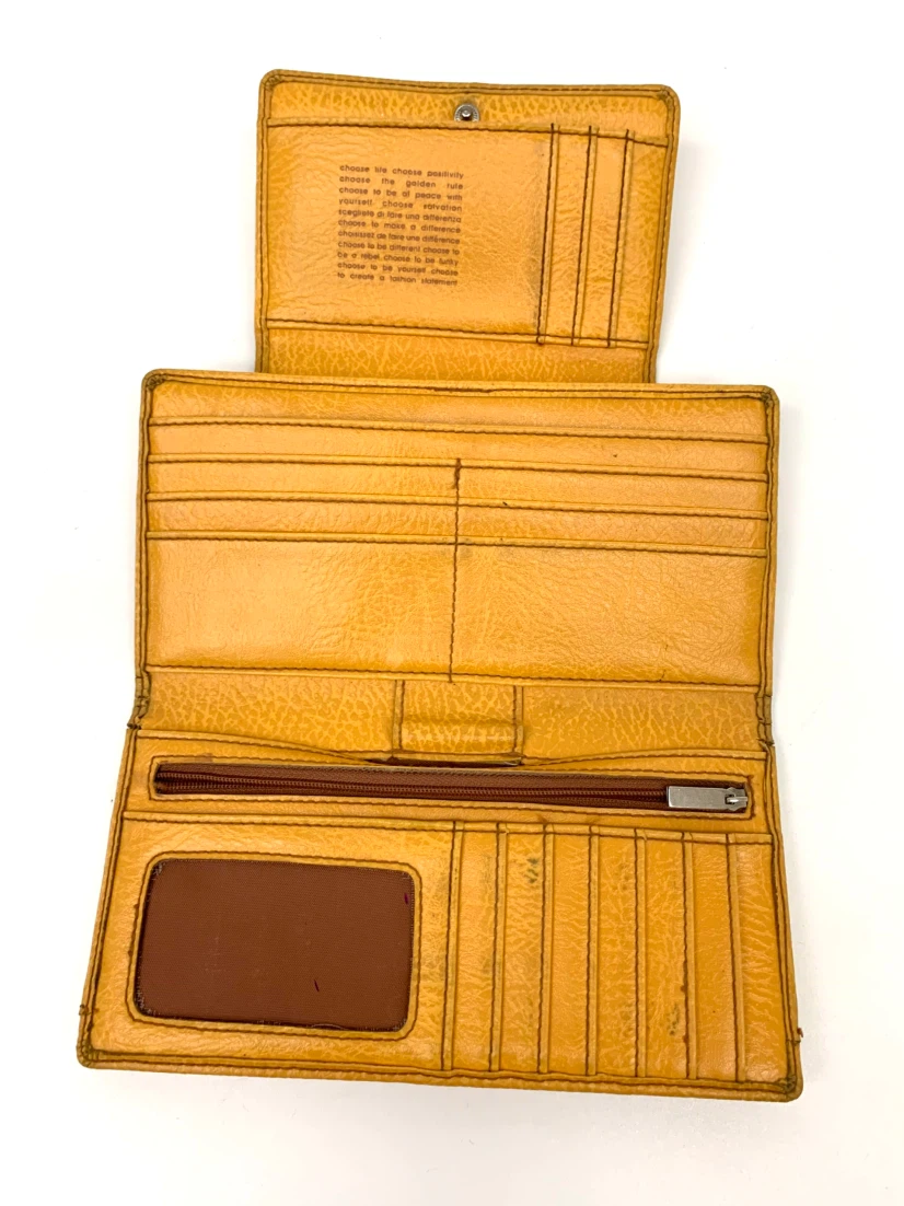 Womens Wallet Zip Coin Pocket Card Holder Purse Orange Beige - photo 4