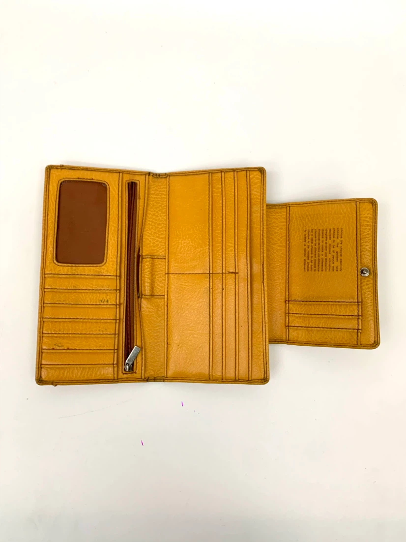 Womens Wallet Zip Coin Pocket Card Holder Purse Orange Beige