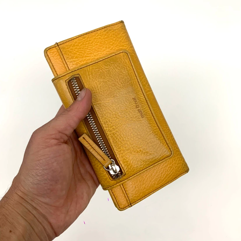 Womens Wallet Zip Coin Pocket Card Holder Purse Orange Beige - photo 3