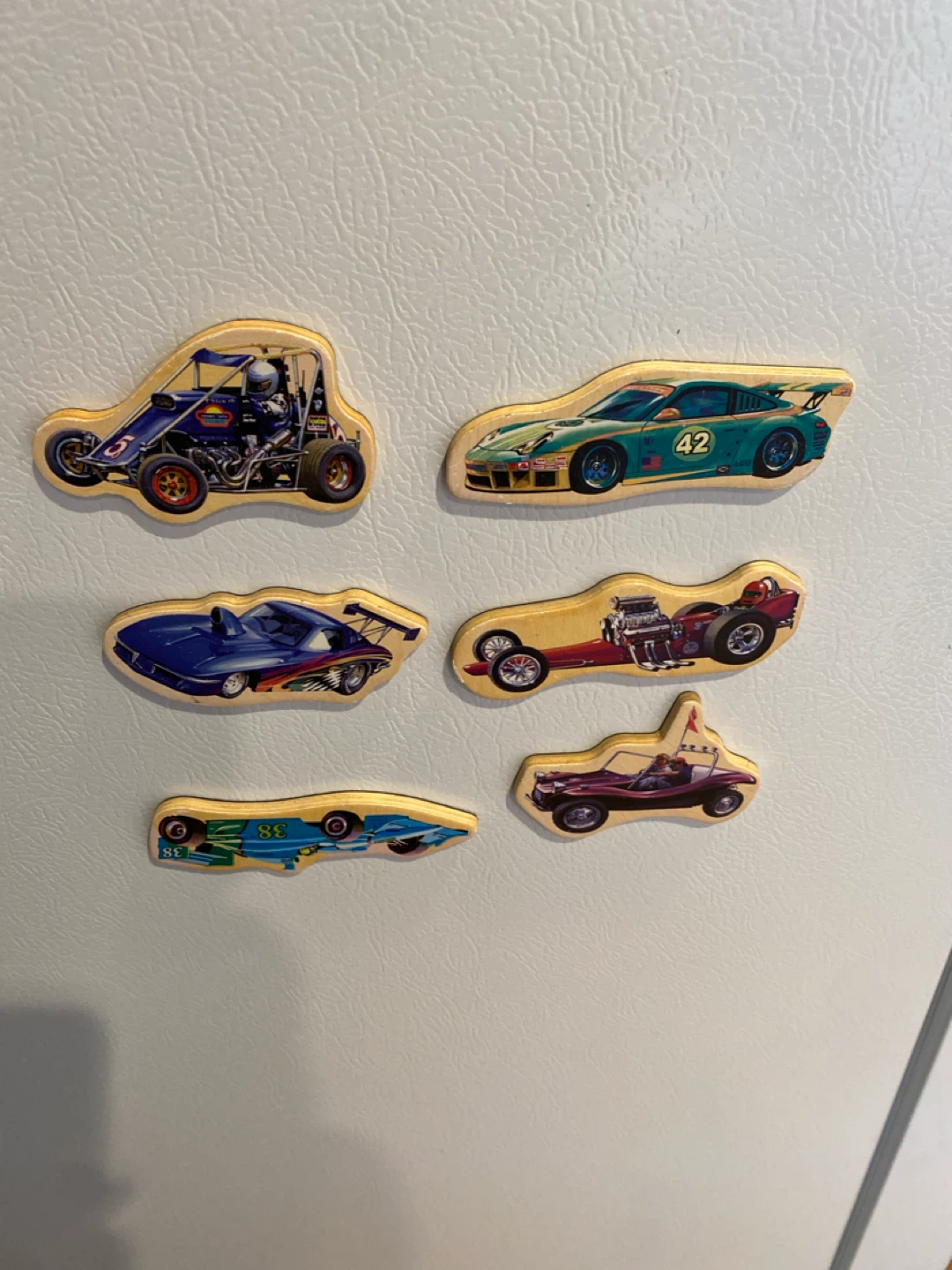 Set of 6 Wooden Car magnets