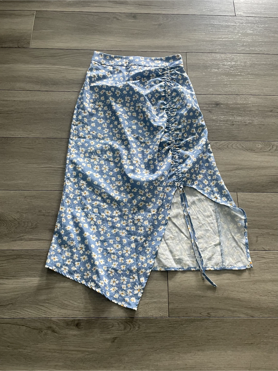Blue Slide Slit Skirt