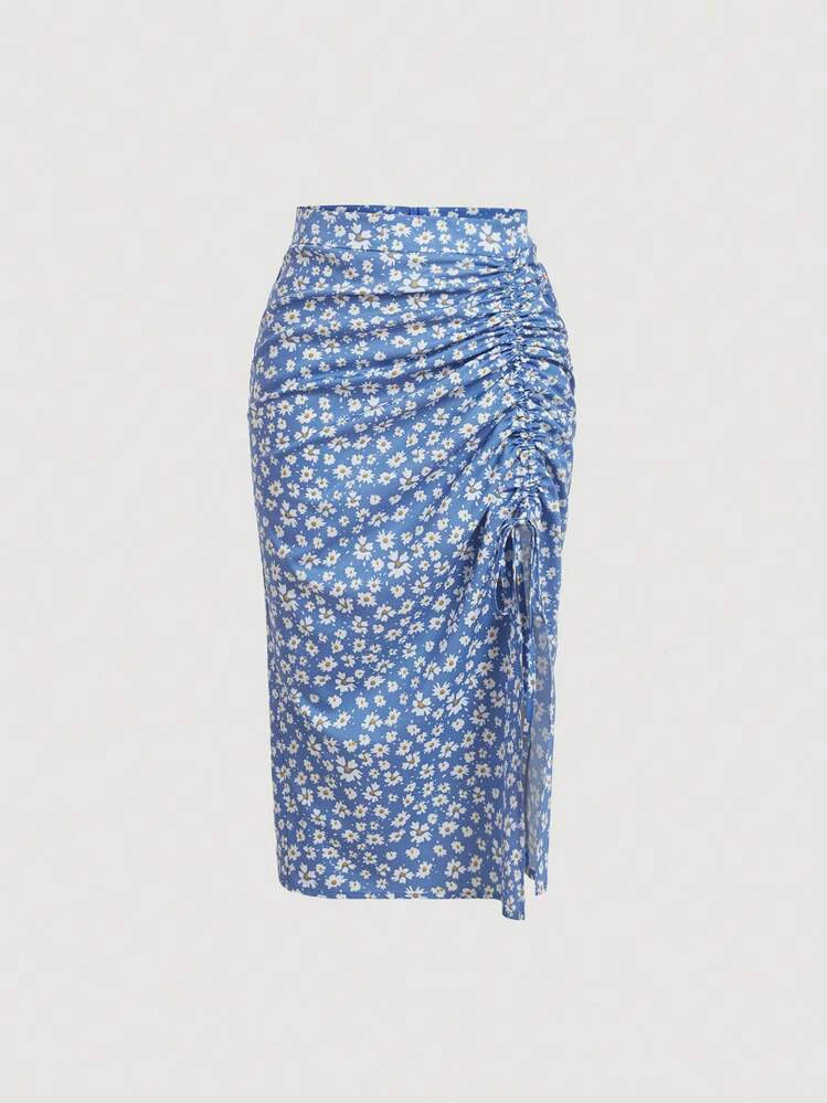 Blue Slide Slit Skirt - photo 3