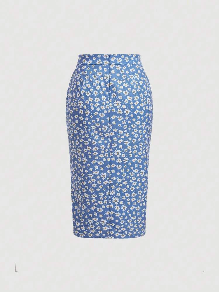 Blue Slide Slit Skirt - photo 5