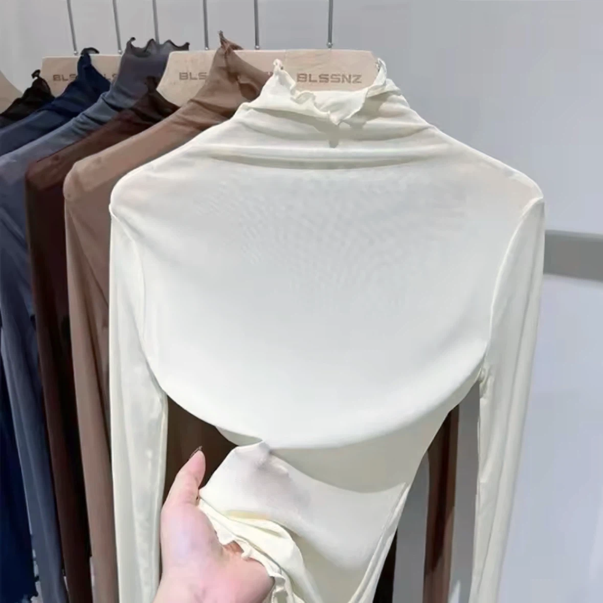 Sheer Turtleneck Top