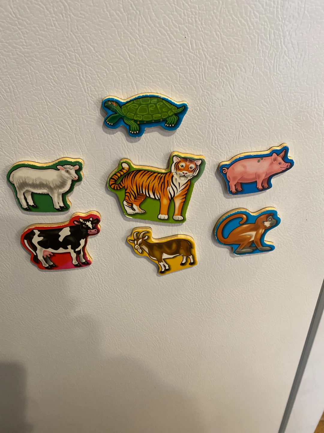 Set of 7 Wooden Animal Fridge Magnets