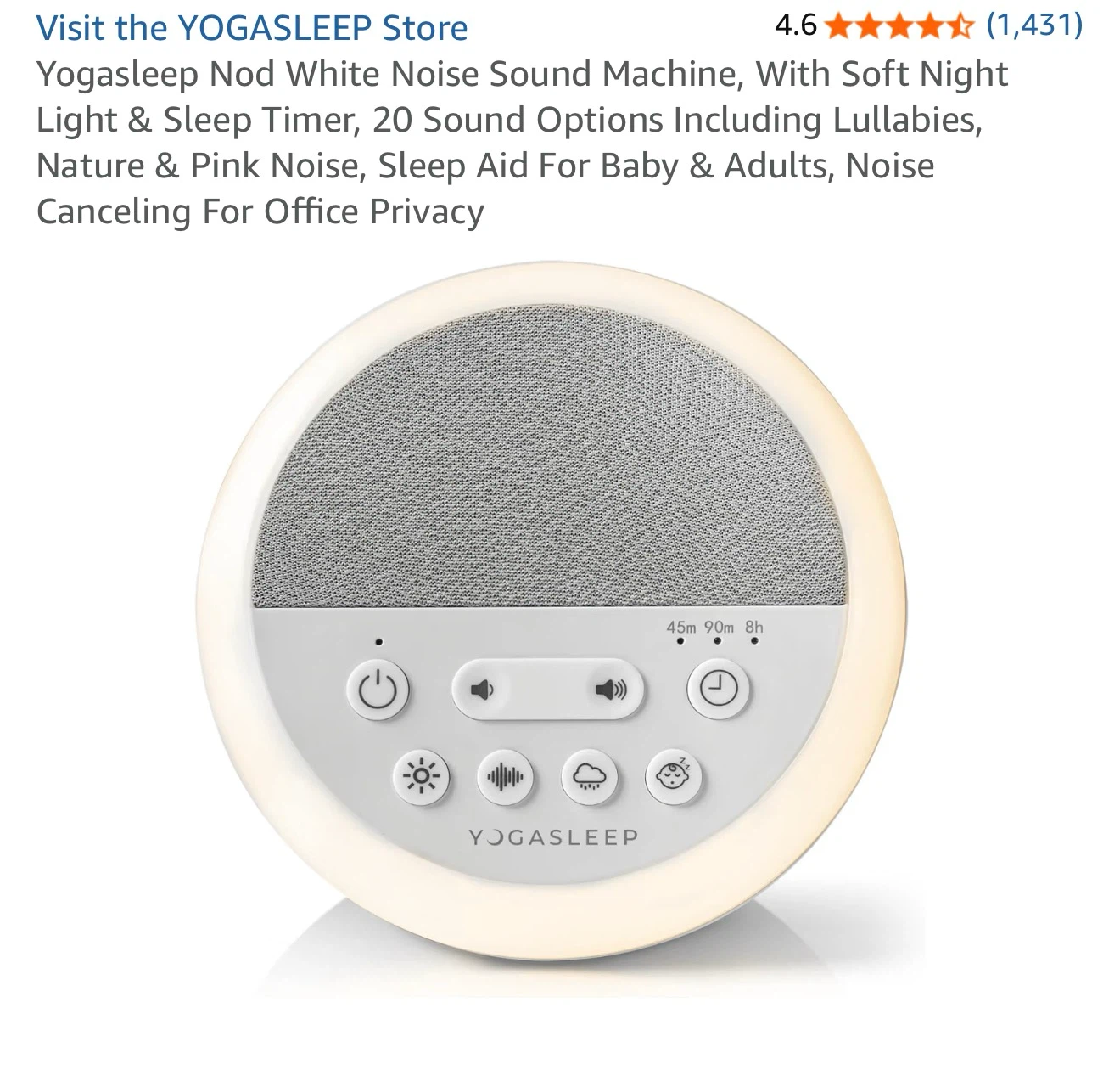 Yogasleep Nod White Noise Sound Machine & Night Light