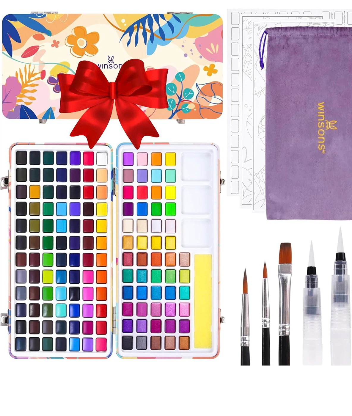 New WINSONS 138 Colors Watercolor Paint Set