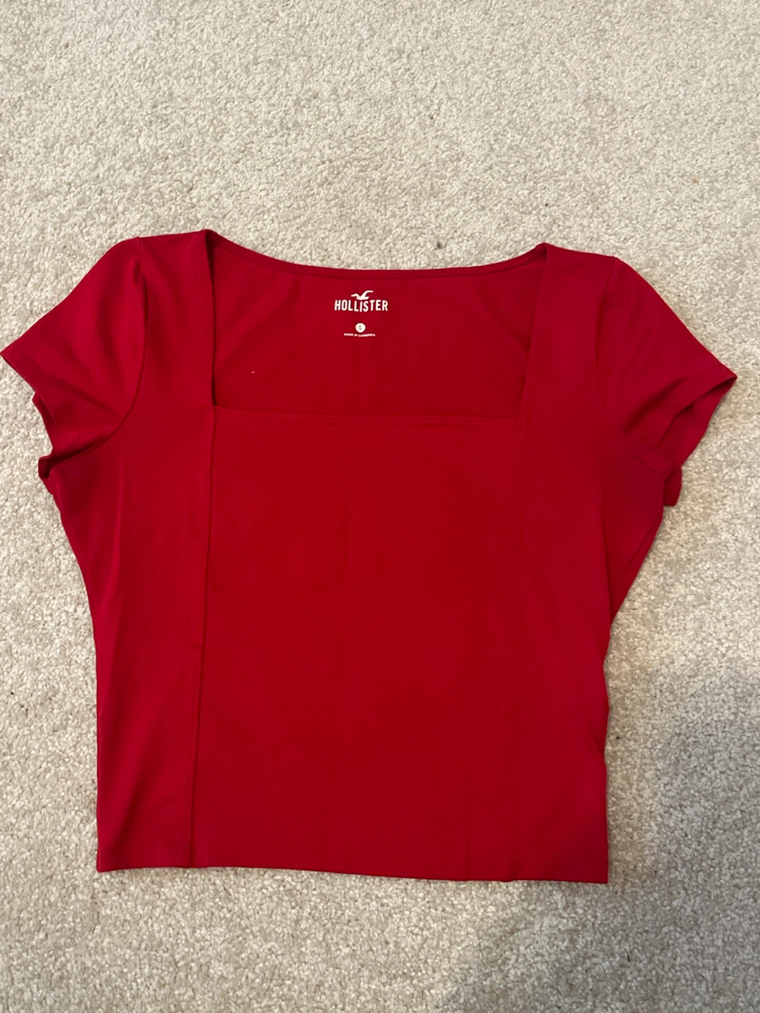 Hollister Red Square Neck Crop Top Size S