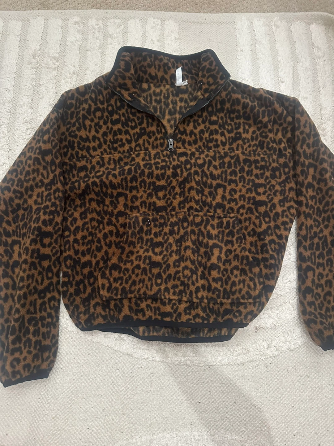 Leopard Print Fleece 1/4 Zip Pullover