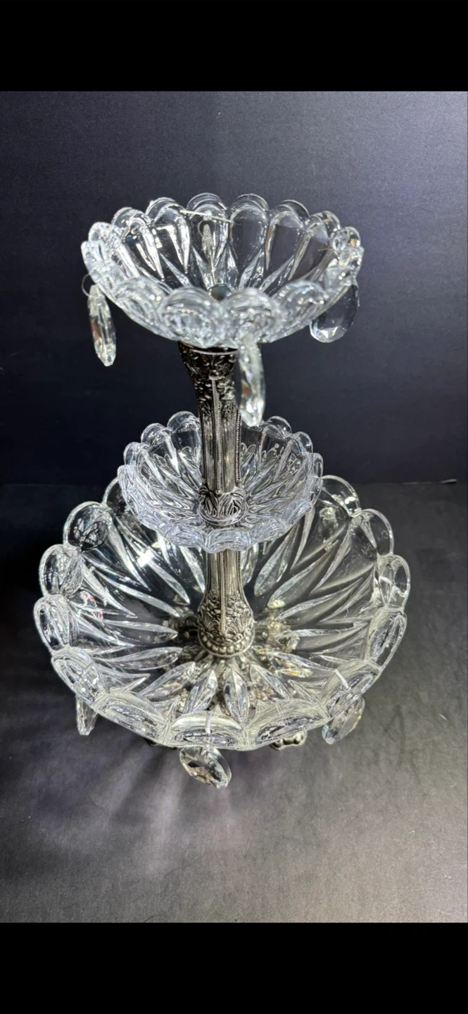 Crystal 3-Tier Serving Stand with Silver Accents - photo 2
