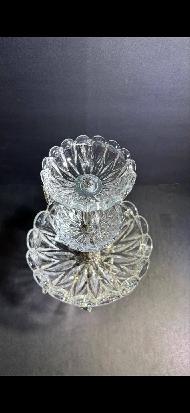 Crystal 3-Tier Serving Stand with Silver Accents - photo 3
