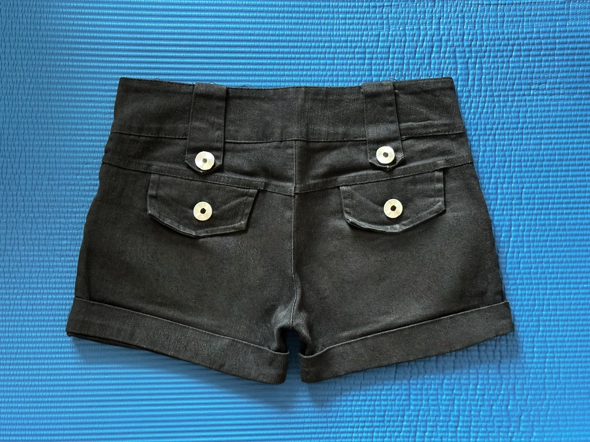 Women's Black Denim Shorts - photo 2