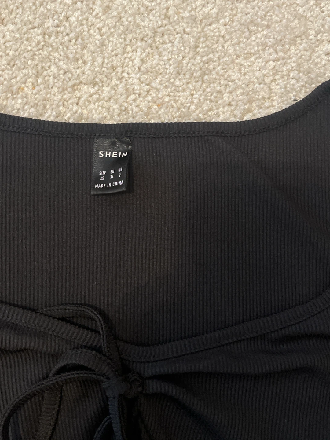 Black Ribbed Long Sleeve Crop Top XS - photo 3