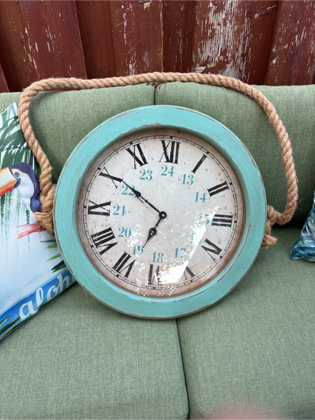 Decorative Wall Clock with Rope Hanger