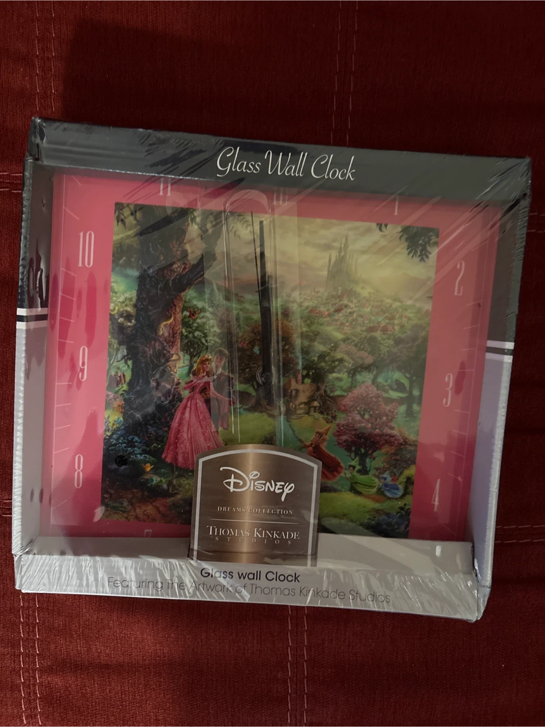 Disney Thomas Kinkade Glass Wall Clock - Sleeping Beauty